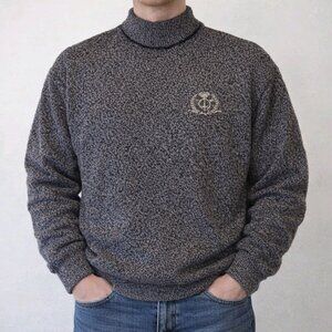 Vintage 90's IOU Knit Sweater Mens Speckled Gray Crewneck Pullover Medium Legend